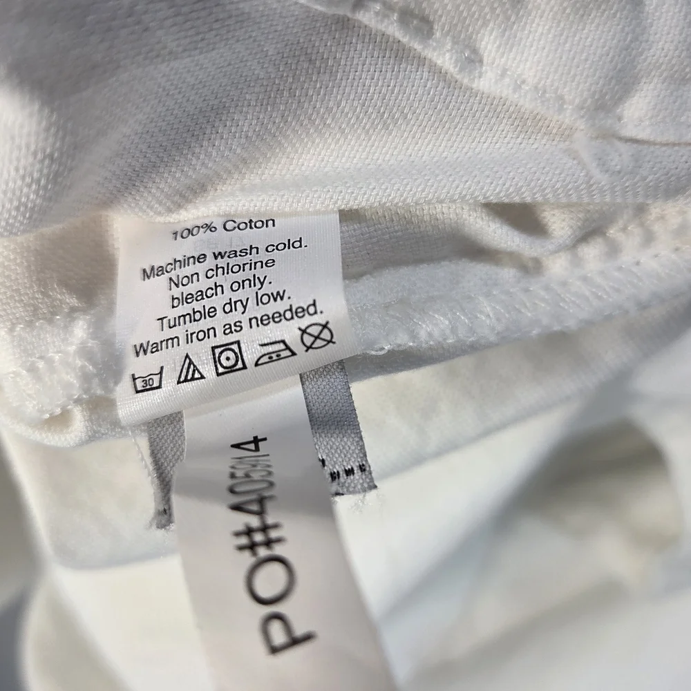 Madewell Top Blouse XS Women's Indigo Cold Shoulder 3/4 Sleeve White 100% Cotton - Picture 15 of 15